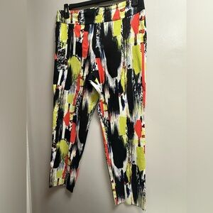 EUC Krazy Larry Colorful Abstract Patterned Women’s Slip On Ankle Pants Size 14